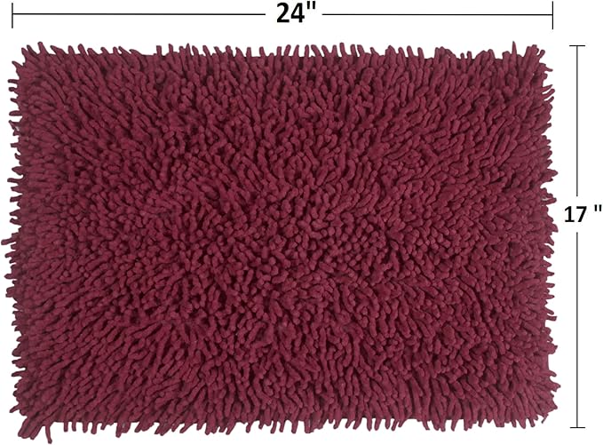 Home Weavers Fantasia Bath Rug 100% Cotton Bathroom Rugs Set, Washable Rug, Soft Cotton Extra Soft and Absorbent Bath Rug, Kitchen Mat, Bath Mat Set, Bath Floor Mat Non Slip, 17"x24" Rectangle, Red
