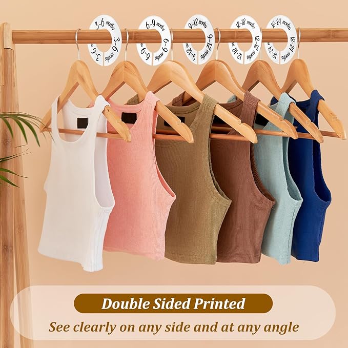 Baby Closet Dividers, Set of 6 Baby Closet Size Dividers, Baby Hanger Dividers By Age from Newborn to Toddler, Organize Nursery Hangers for Clothes