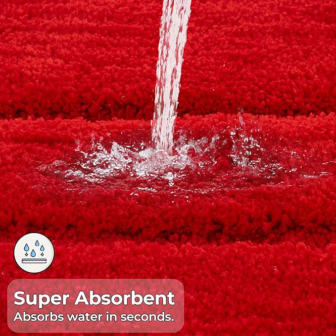 GRANNY SAYS Bathroom Rug, 20" X 32" Bath Rugs for Bathroom, Microfiber Cute Bath Mats, Washable Rug for Bath Tub, Bath Mat Non-Slip, Decorations Indoor, Red