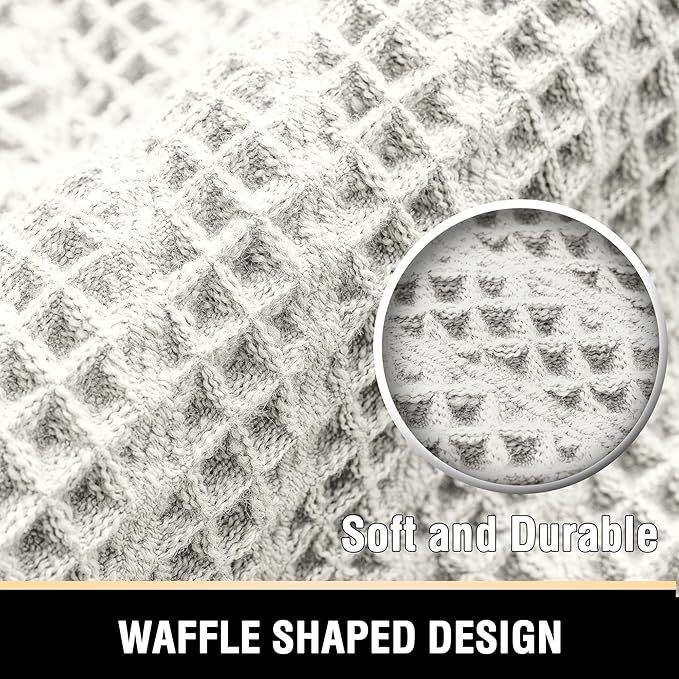 H.VERSAILTEX Waffle Bath Mat Super Absorbent Boho Bath Mat Non Slip Bath Rugs for Bathroom Floor Machine Washable Dry Fast Bathroom Rugs with Tassels (17 x 24 Plus 17 x 24 Inches, Ivory White)