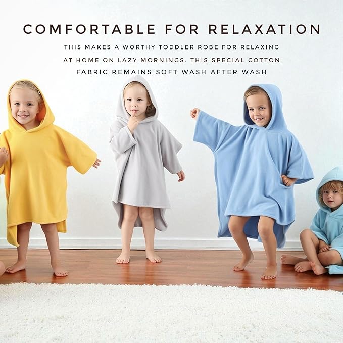 Hooded Poncho Towel for Toddler Boy & Girl - 100% Soft Organic Cotton, Absorbent, Breathable, Lightweight. Ideal for Bath, Pool, Beach 2-3T (Yellow, 2-3T)