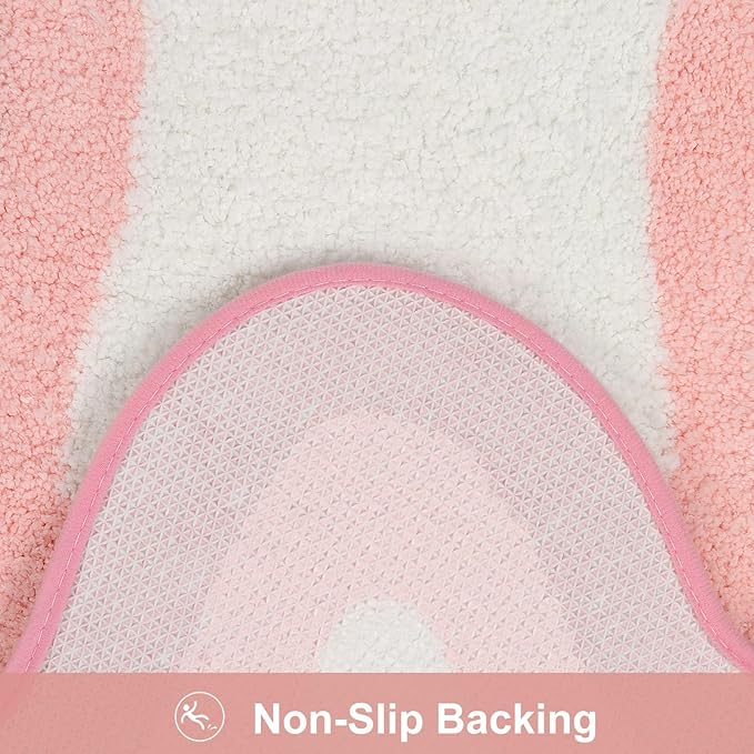 HAOCOO Pink Bathroom Rugs Washable, 18x25 inch Soft Non Slip Funny Bathroom Decor Cute Bath Mat, Luxury Soft Microfiber Absorbent Bathmat Floor Carpet for Shower Tub Bedroom