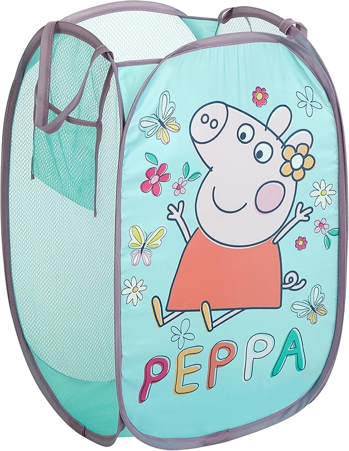 Peppa Pig Collapsible Laundry Basket, Lightweight Clothes Storage Organizer, Foldable Hamper for Bedroom & Playroom