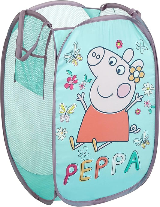 Peppa Pig Collapsible Laundry Basket, Lightweight Clothes Storage Organizer, Foldable Hamper for Bedroom & Playroom