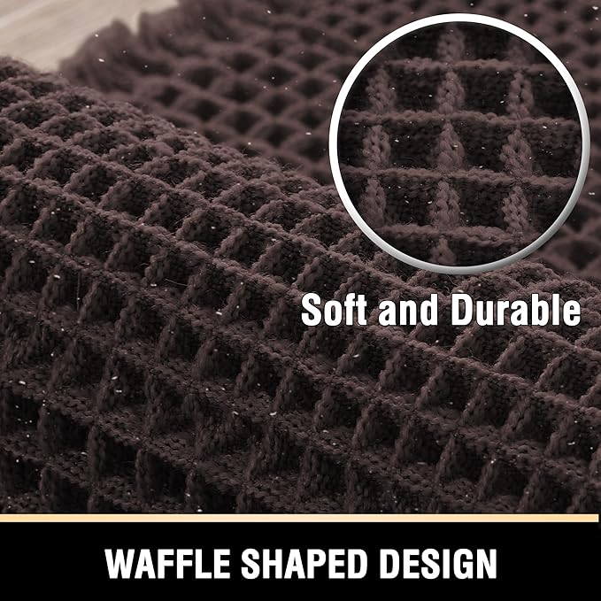 H.VERSAILTEX Upgraded Waffle Bath Mat Super Absorbent Non Slip Bath Rugs for Beside Tub, 20" x 32", Chocolate
