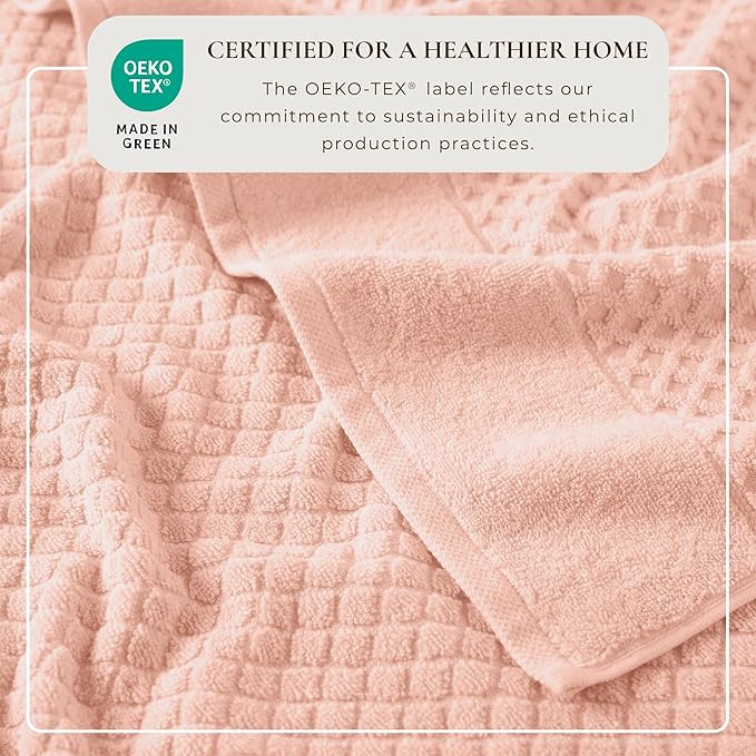Great Bay Home Oversized Bath Sheets - 100% Cotton 2 Pack 68x35 Extra Large Towel - Absorbent, Durable, Quick-Dry Towels for Bathroom (Pink)