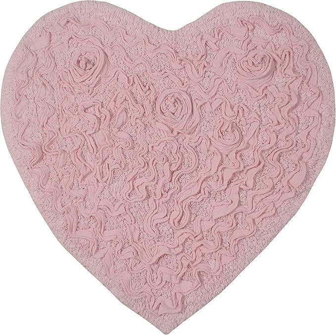 Home Weavers Bell Flower Collection 100% Cotton Tufted Bath Rugs, Extra Soft and Absorbent Bath Rugs, Non-Slip Bath Mats, Machine Washable, Bath Mats for Bathroom Floor and Tub, 25"x25" Heart, Pink