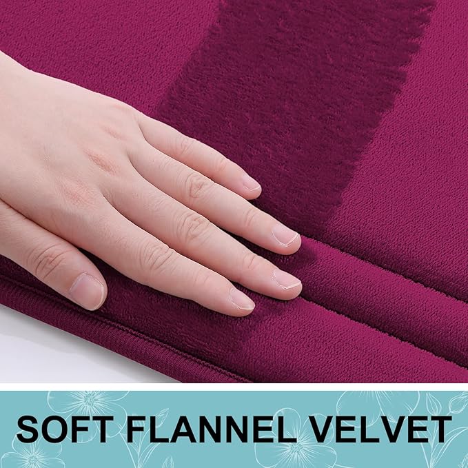 Grandaily Memory Foam Bath Mat Rug 30x20, Ultra Soft, Non-Slip and Absorbent Bathroom Rugs, Machine Wash Dry, Comfortable Bath Carpet for Bathroom Floor, Tub and Shower, Burgundy