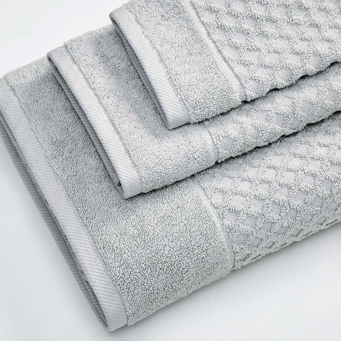 Great Bay Home Light Grey Bath Towel - 100% Cotton - Absorbent, Durable, Quick-Dry Towels for Bathroom (Light Grey, 54" x 27")