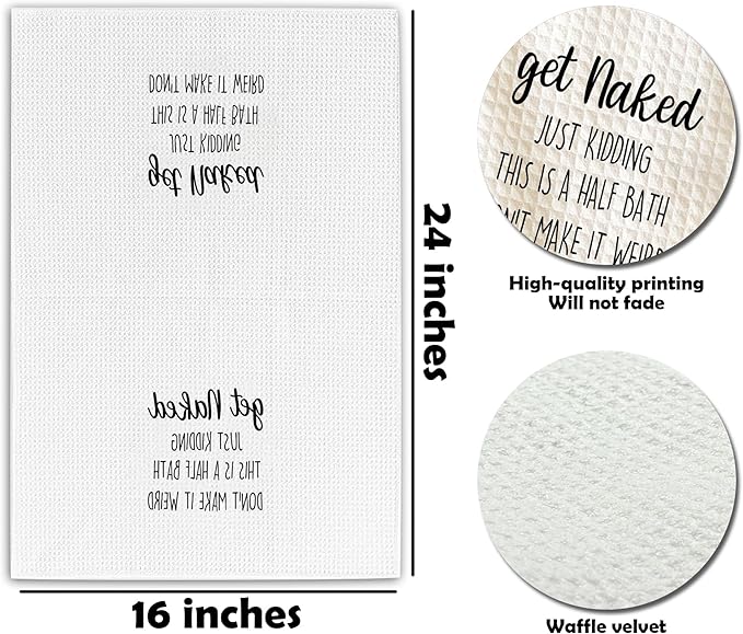 Absorbent Bathroom Towels - Get Naked Just Kidding - 16 x 24 Inches Decorative Fast Drying Bathroom Hand Dish Towels - Home Bath Funny Decoration & Supplies Gifts for Friends Family - A04