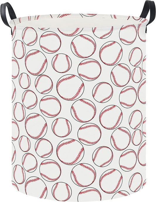 19.7" Laundry Basket,Kids Dirty Clothes Hamper,Waterproof Toys Storage Bin,Room Decor,Gift Baskets,Baby Nursery Hamper(Baseball)