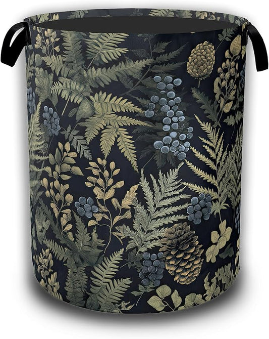 Tropical Leaves Floral Laundry Baskets,Laundry Hamper,Storage Basket with Handles for Bathroom Bedroom College Dormitory Living Room Nursery Organizer 16"x20.8"