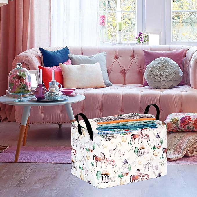 Rectangle Windmill Animal Gift Storage Basket Home Shelf Storage Basket Organizer Box Clothes Laundry Hamper Nursery Basket Laundry Basket with Handles