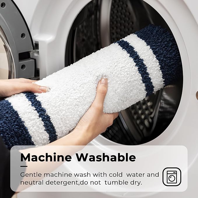 GRANNY SAYS Microfiber Bathroom Rugs Non Slip Washable, Water Absorbent Bathrooms Mats for Tub, Soft Bath Mats for Bathroom Floor & Shower, Bath Rug, 20" x 32", Navy Blue Bath Rugs