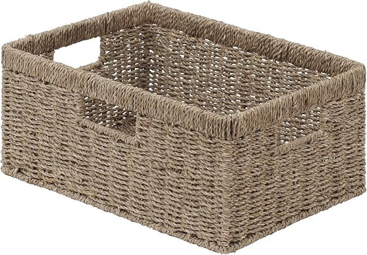 StorageWorks Large Wicker Baskets for Organizing, Seagrass Storage Basket with Built-in Handles for Pantry, Entryway, Living Room, 1 Pack