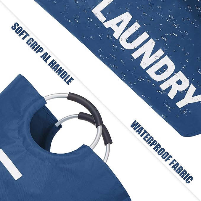 Twira 125L Pro XX-Large Laundry Baskets, Laundry Hamper Stands Up Well, Laundry Bag with Padded Handles, Waterproof Laundry Basket Collapsible, Clothes Hamper for College, Bathroom (Navy Blue)
