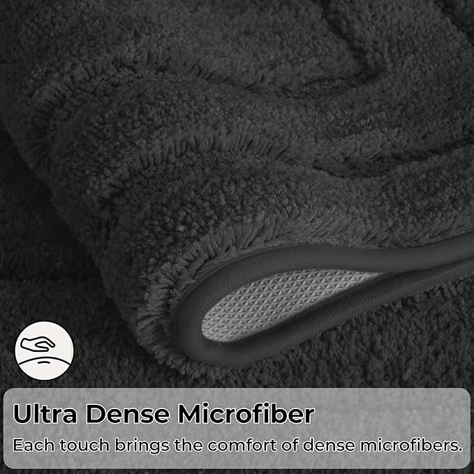 GRANNY SAYS Bathroom Rugs Non Slip, 16" x 24", Bath Rugs for Bathroom Washable, Bath Mats for Floor, Microfiber Bath Mat for Tub, Absorbent Bath Rugs for Shower Room, Charcoal Gray