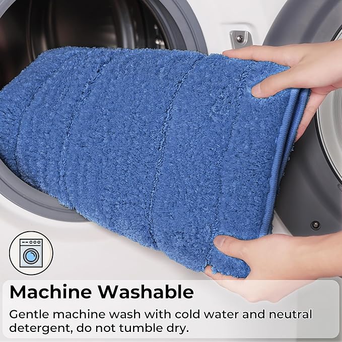 GRANNY SAYS Bathroom Rugs Sets 2 Piece,Soft Bath Mats for Bathroom, Bath Rugs Non Slip Washable, Absorbent Bath Rug for Tub, Shower & Toilet, BathMat Set, Blue 20" x 32" + 16" x 24"