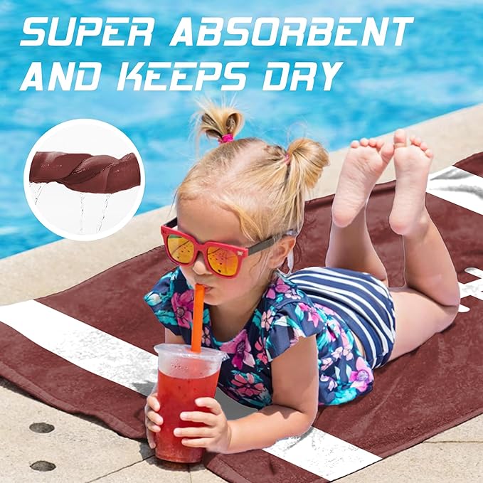 Hooded Towels for Kids -Toddler Beach Towel- Super Absorbent & Quick Dry 100% Cotton 35x60 Inch - to Kid Ages 3-12-Football Pattern Design