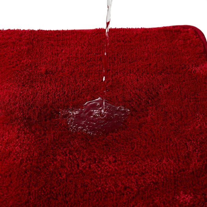 2 Piece Bathroom Rugs and Mats Sets, Soft Bath Mats for Bathroom with Non-Slip Backing, Machine Washable Microfiber Absorbent Bath Rugs (16''x24'' Plus 20''x32'',Red)...