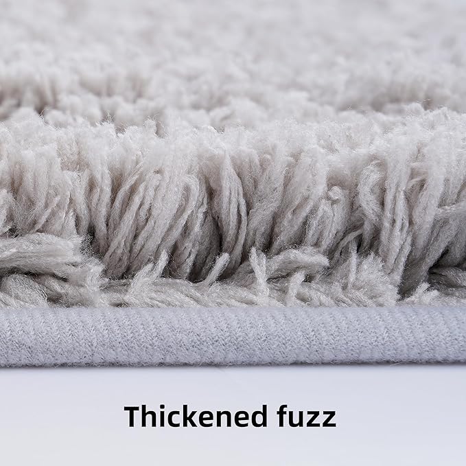 3 Pieces Luxury Bathroom Rug Set with U-Shaped Toilet Rug, Non-Slip Rubber Bottom, Thick Microfiber Fluffy Plush, Water absorption, Quick Dry, Ultra Soft, Bath Mats for Bathroom, Tub(Light Grey)