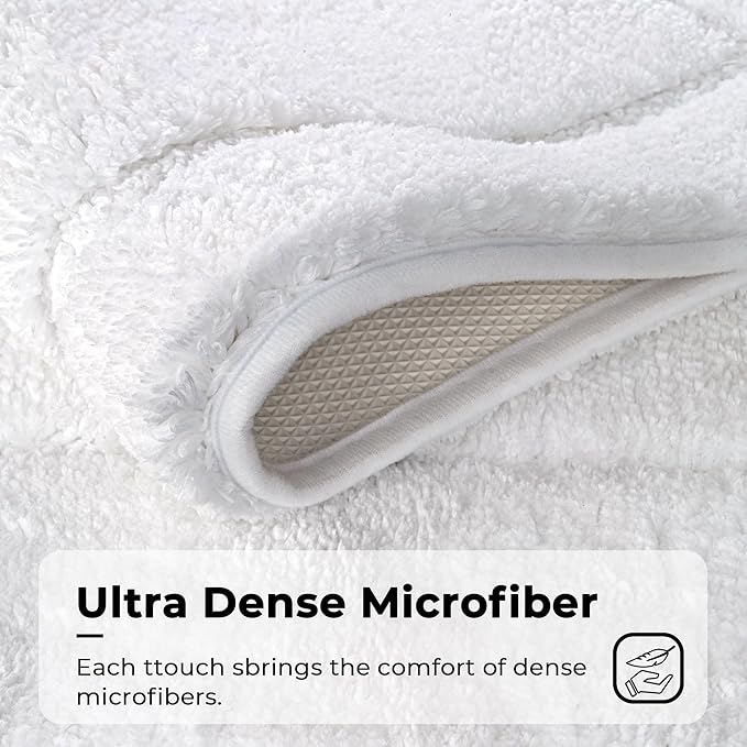 GRANNY SAYS Microfiber Bathroom Rugs Non Slip Washable, Water Absorbent Bath Mats for Tub, Soft Bath Mats for Bathroom Floor & Shower, Bath Rug, 20" x 32", White Bath Rugs
