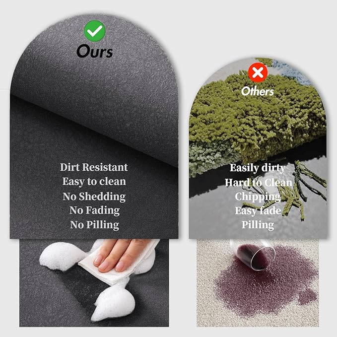 2 Piece Bathroom Rugs Mat Set - Quick Dry Diatomaceous Earth Bath Mat for Bathroom Non-Slip Bath Rug with Rubber Backing, Absorbent Bath Mats Thin Bath Floor Mat, 15.7x23.6+15.7x47.2 Inch, Dark Grey