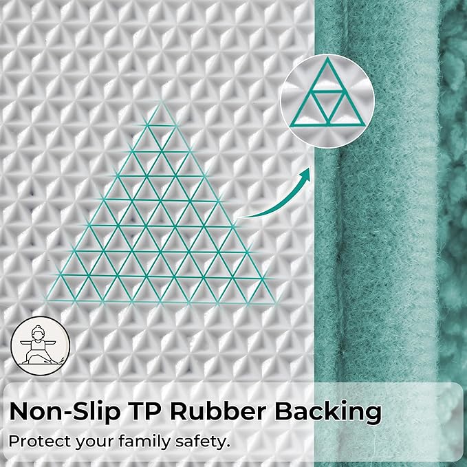 GRANNY SAYS Bathroom Rugs Sets 3 Piece, Soft Absorbent Microfiber Bath Mats for Bathroom Non Slip Washable, U-Shaped Toilet Bath Rugs for Tub Shower (Teal, 16" x 24" + 20" x 32" + U Shaped 20" x 24")