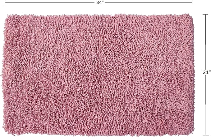 Home Weavers Fantasia Bath Rug 100% Cotton Bathroom Rugs Set, Washable Rug, Soft Cotton Extra Soft and Absorbent Bath Rug, Kitchen Mat, Bath Mat Set, Bath Floor Mat Non Slip, 21"x34" Rectangle, Pink
