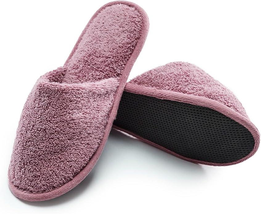 ESKYMODE Womens Cotton Bath Slippers, Terry Cloth Spa Slippers for Women