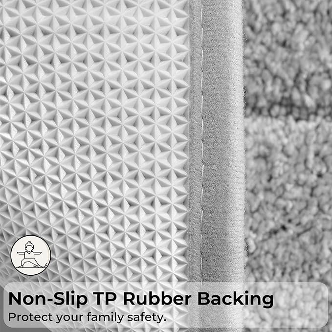 GRANNY SAYS Bathroom Rugs Sets 2 Piece,Soft Bath Mats for Bathroom, Bath Rugs Non Slip Washable, Absorbent Bath Rug for Tub, Shower and Toilet (Gray, 20" x 32" + 16" x 24")