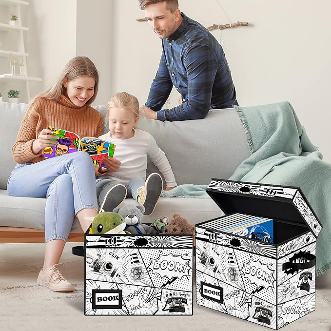 10 Pack Collection Comic Book Storage Boxes, Protector Organizer 15.8" X 7.8" X 11.8" Collapsible Short Box Holds 160-180 Comic Book Heavy Duty Bin Container Holder Shelf