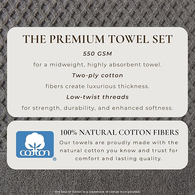Great Bay Home Oversized Bath Sheets - 100% Cotton 2 Pack 68x35 Extra Large Towel - Absorbent, Durable, Quick-Dry Towels for Bathroom (Dark Grey)