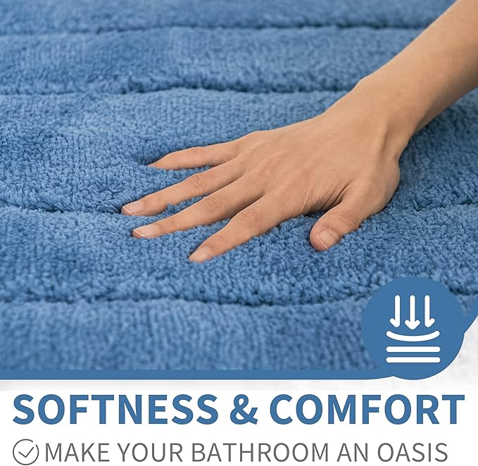 GRANNY SAYS Blue Bathroom Rugs Non Slip, 20" x 32", Bath Rugs for Bath, Bathroom Rugs Washable，Absorbent Bath Mats for Bath Floor, Shower Microfiber Bath Mat for Tub