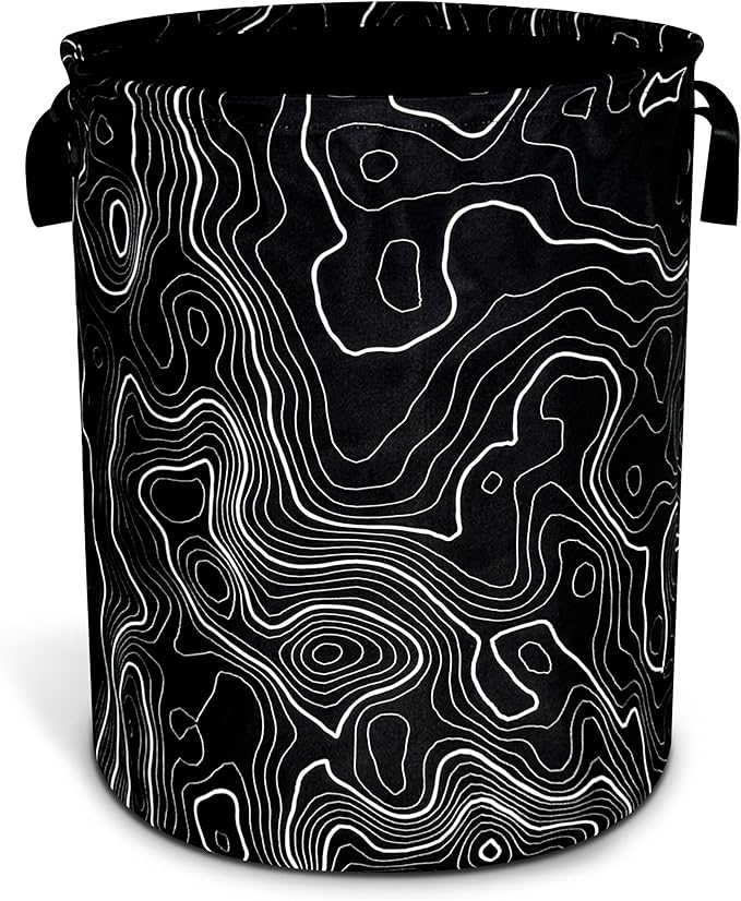 Topographic Map Laundry Basket Topography Pattern Foldable Oxford Cloth Funny Tote Bag Laundry Hamper Clothes Storage Bucket Organizer For Bathroom/Laundry Storage/Bedroom 17.7x13.7