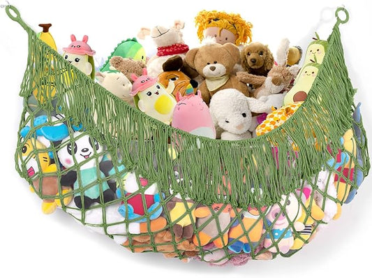 Stuffed Animal Hammock - Extra Large 63'' Long, Stuffed Animal Storage, stuffed animal Holder net, Hammock Large, Storage Hanging Organizer - Avocado green