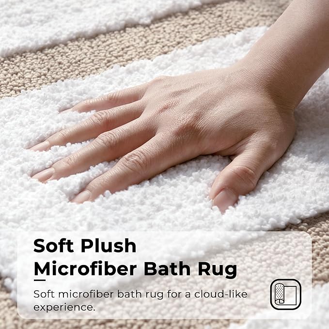 GRANNY SAYS Microfiber Bathroom Rugs Non Slip Washable, Water Absorbent Bathroom Mats for Tub, Soft Bath Mats for Bath Floor & Shower, Bath Rug, 20" x 32", Khaki Bath Rugs
