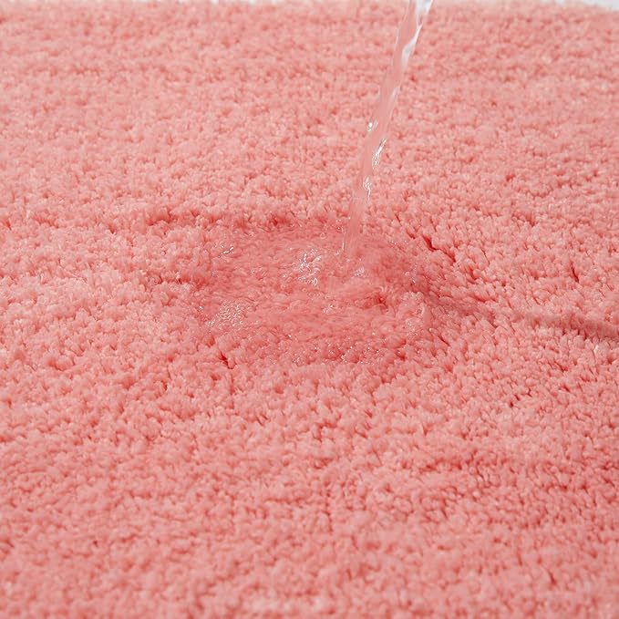 2 Piece Bathroom Rugs and Mats Sets, Soft Bath Mats for Bathroom with Non-Slip Backing, Machine Washable Microfiber Absorbent Bath Rugs (16''x24'' Plus 20''x32'',Pink)