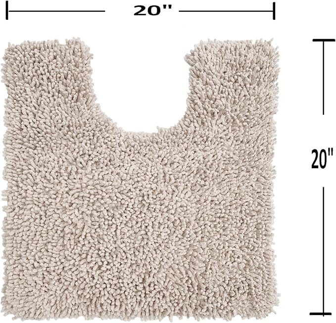 Home Weavers Fantasia Bath Rug 100% Cotton Bathroom Rugs Set, Washable Rug, Soft Cotton Extra Soft and Absorbent Bath Rug, Kitchen Mat, Bath Mat Set, Bath Floor Mat Non Slip, 20"x20" Contour, Ivory