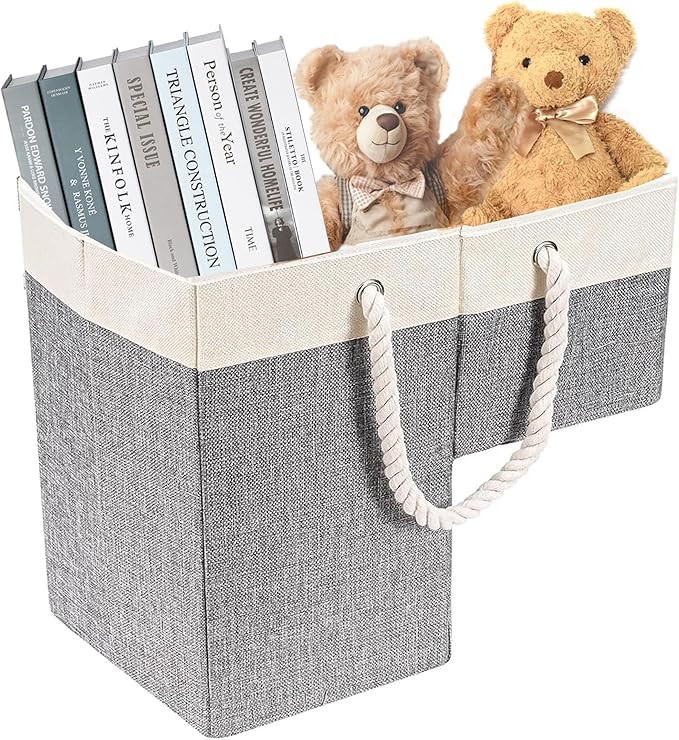 Stair Basket, 16 x 10 x 8 Inches Stair Basket for Stairs with Handle, Clothes Storage Bins, Foldable Staircase Storages Organizer, Versatile Sturdy Bag for Toys, Clothes, Books, Tools