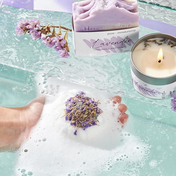 Spa Gifts for Women Valentines Day Mothers Day Gifts Bath Gift Baskets Relaxing Spa Self Care for Mom Her Sister Wife Auntie Home Bath Care Package Thank You Birthday (Purple -Spa for Women)