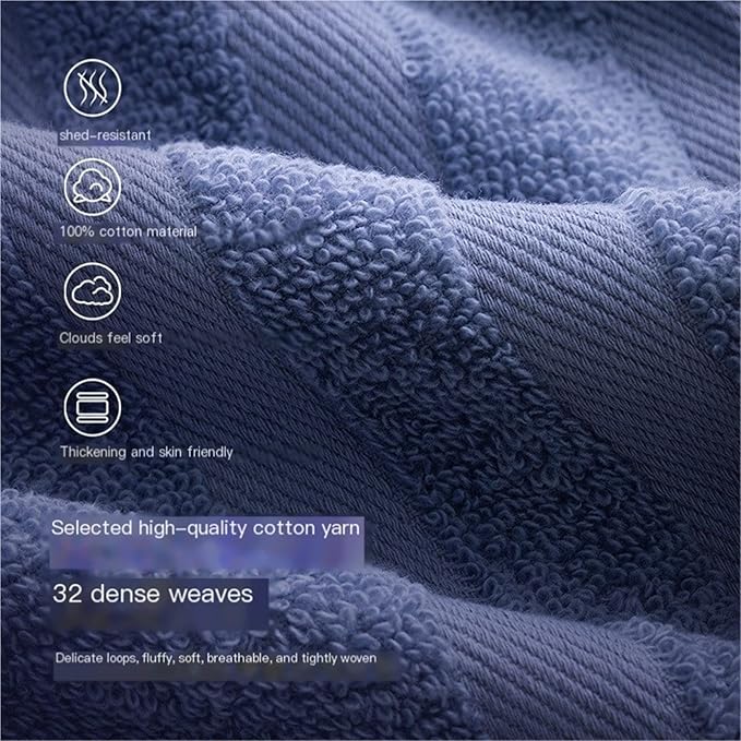 32-Ply Cotton Face Towel for Home and Hotel, Absorbent Soft Bath Towel for Adults, 3-Piece Set(Grey)