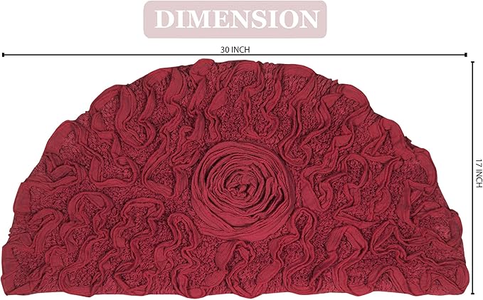Home Weavers Bell Flower Collection 100% Cotton Tufted Bath Rugs, Extra Soft and Absorbent Bath Rugs, Non-Slip Bath Mats, Machine Washable, Bath Mats for Bathroom Floor and Tub, 17"x30" Slice Rug, Red