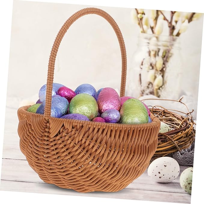 Rectangular Mini Easter Basket with Handle Party Storage for Easter Decor Woven Design for Home Kindergarten Decoration Unique for Friends