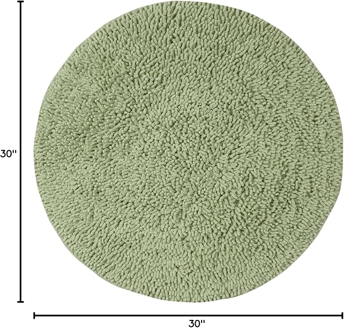 Home Weavers Fantasia Bath Rug 100% Cotton Bathroom Rugs Set, Bathroom Décor, Washable Rug, Extra Soft and Absorbent Bath Rug, Kitchen Mat, Bath Mat Set, Bath Floor Mat Non Slip, 30" Round, Sage