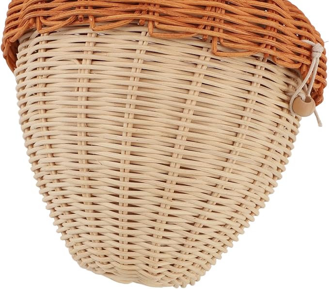 Rattan Storage Basket Mushroom Shape Hand Woven Natural Decorative Woven Fruit Basket Wall Hanging Storage Basket with Lid Perfect for Kids Room Decor Photo Prop