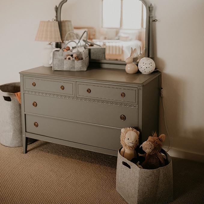 Parker Baby Felt Foldable Storage Cube - 13 Inch Nursery Cubby Bin for Cube Organizer, Closet Organizers and Storage Toy Bin, Rope Baskets Bins for Toy’s Storage - Oatmeal