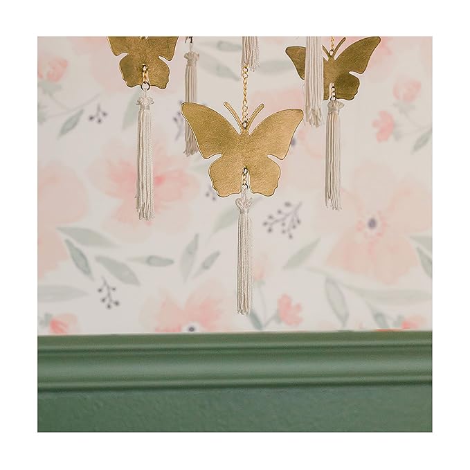 Crane Baby Handcrafted Brass Ceiling Hanging for Nursery, Butterfly Nursery Decor for Girl, 6"x 6" x 36", Baby Girl Nursery Decor, Butterfly Decoratioin