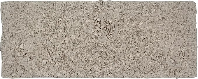 Home Weavers Bell Flower Collection 100% Cotton Tufted Bath Rugs, Extra Soft and Absorbent Bath Rugs, Non-Slip Bath Mats, Machine Washable, Bath Mats for Bathroom Floor and Tub, 21"x54" Runner, Linen