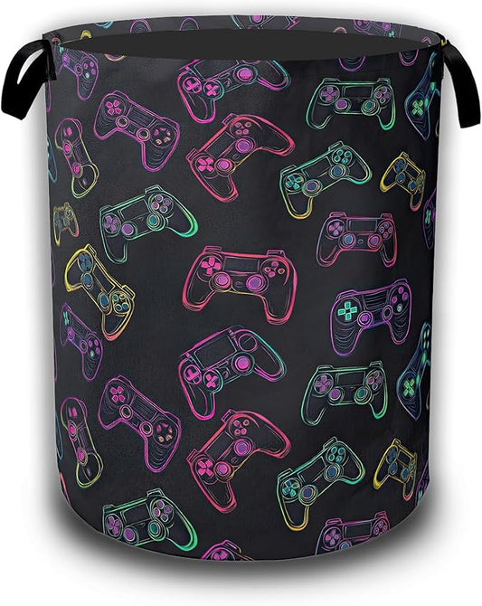 Gampad Gamer Laundry Basket,Waterproof Foldable Laundry Hamper,Dirty Clothes Basket, Linen Bin Storage Organizer Collection 16" x 20.8"